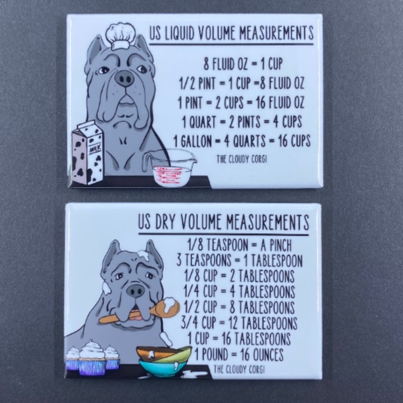 Cane Corso Dog Measuring Chart Magnet Set Kitchen Cooking and Baking Guide Gift - Picture 1 of 5